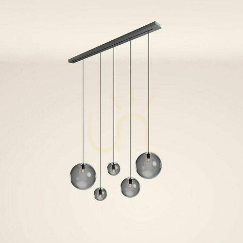 Skontrolujte Závesné svietidlo s.luce Orb 5×E27, dymové sklo, čierny nosník 160 cm