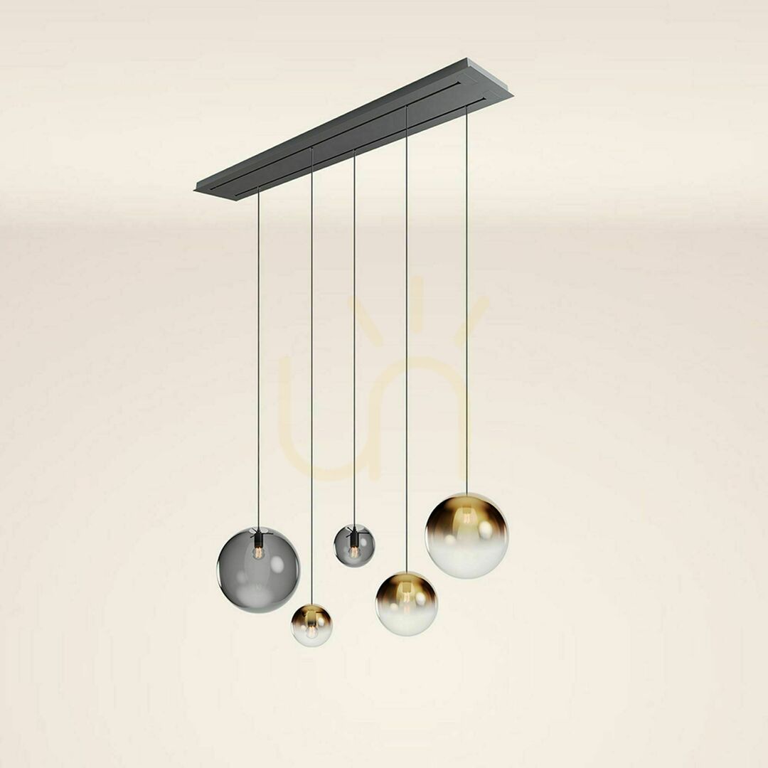 Náhľad Luster s.luce Orb 5-ramenný dymové sklo, moderný, E27, 160 cm Luster s.luce Orb 5-ramenný dymové sklo, moderný, E27, 160 cm