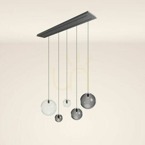 Závesné svietidlo s.luce Orb, 5-plameňové, dvojradové, 160 cm, číre sklo, biele zavesenie small 11