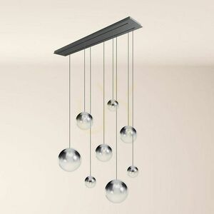 Luster s.luce Orb biely sklo kov 8-plameňový 160 cm, 2-radový small 10