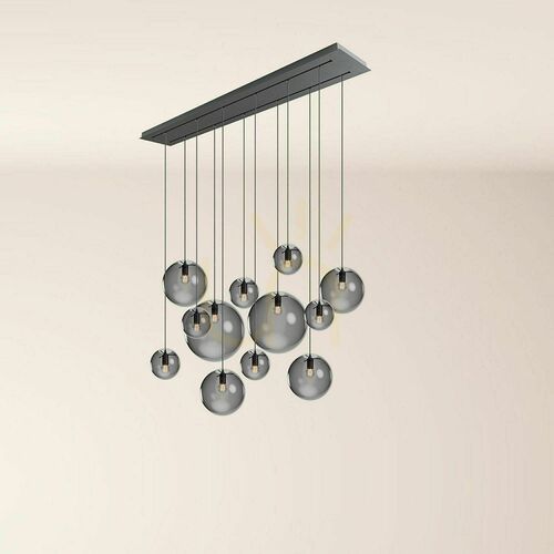 Skontrolujte Luster s.luce Orb 12 × E27, dymové sklo, čierna stropná základňa 160 cm