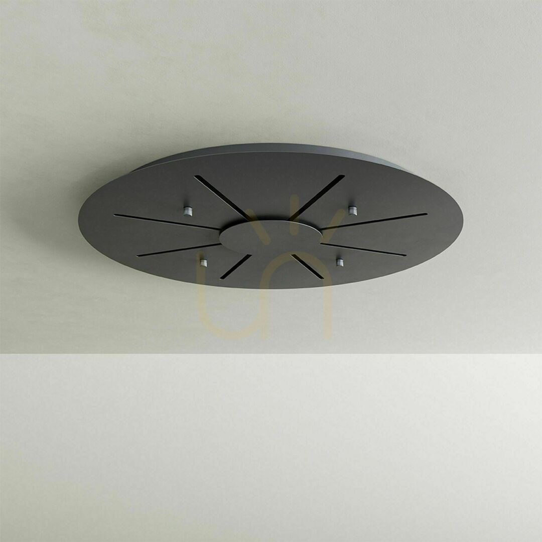 s.luce Modular Round Black Metal Ceiling Canopy 16-Light 60 cm