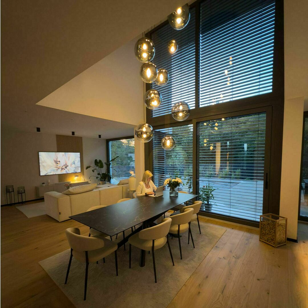 Šou Luster s.luce Orb sklenená dymová guľa 30 cm, 500 cm kábel Luster s.luce Orb sklenená dymová guľa 30 cm, 500 cm kábel