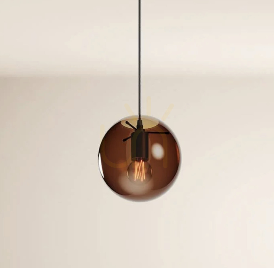 Lustr s.luce Orb skleněná koule hnědá 20 cm, E27, 500 cm vedení