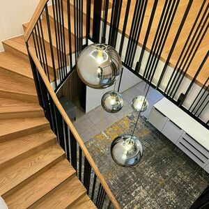 Závesné svietidlo s.luce Orb, sklenená guľa hnedá 30 cm, záves 5 m, E27 small 12
