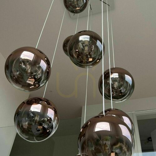 Skontrolujte Závesné svietidlo s.luce Orb s dymovo gradientnou sklenenou guľou 50 cm, E27, záves 500 cm