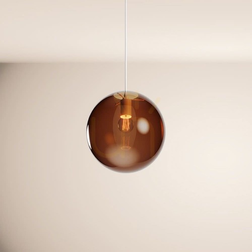 Skontrolujte Závesné svietidlo s.luce Orb, hnedé sklo Ø30 cm, biele zavesenie, E27