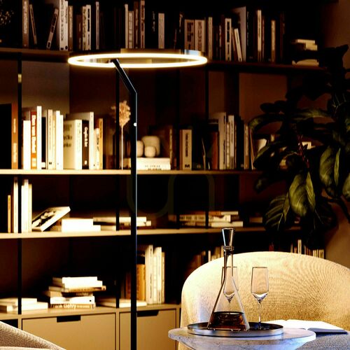 Skontrolujte Podlahová lampa s.luce Ring čierna Ø 60 cm LED dotykový stmievač