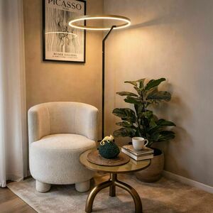 Podlahová lampa s.luce Ring čierna Ø 60 cm LED dotykový stmievač small 4