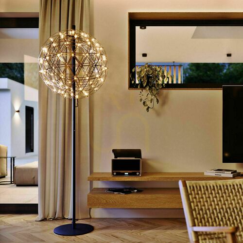 Skontrolujte Podlahová LED lampa s.luce Atom Metal zlatá 208 cm dotykový stmievač