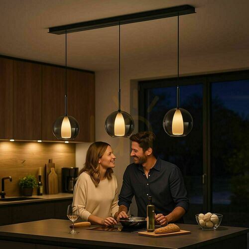 Skontrolujte Závesné svietidlo s.luce Belluna 3-plamenné hnedé sklo a kov, E14, stmievateľné