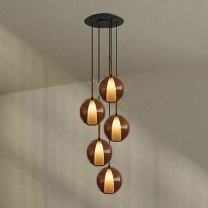Luster s.luce Belluna dymové sklo 5-plameňový Ø 60 cm bežný stropný záves small 6