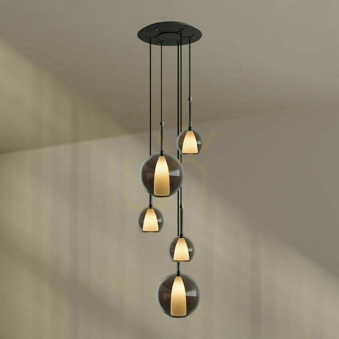 Displej Lustre s.luce Belluna 5-žiarový priehľadný sklenený 24 cm stropný kryt Lustre s.luce Belluna 5-žiarový priehľadný sklenený 24 cm stropný kryt