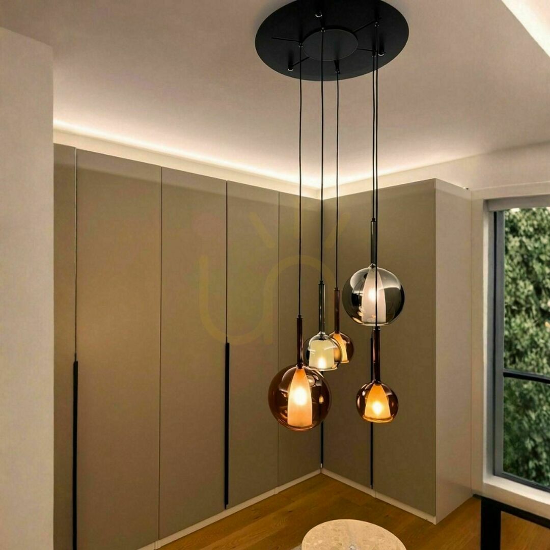 Náhľad Lustre s.luce Belluna 5-žiarový priehľadný sklenený 24 cm stropný kryt Lustre s.luce Belluna 5-žiarový priehľadný sklenený 24 cm stropný kryt