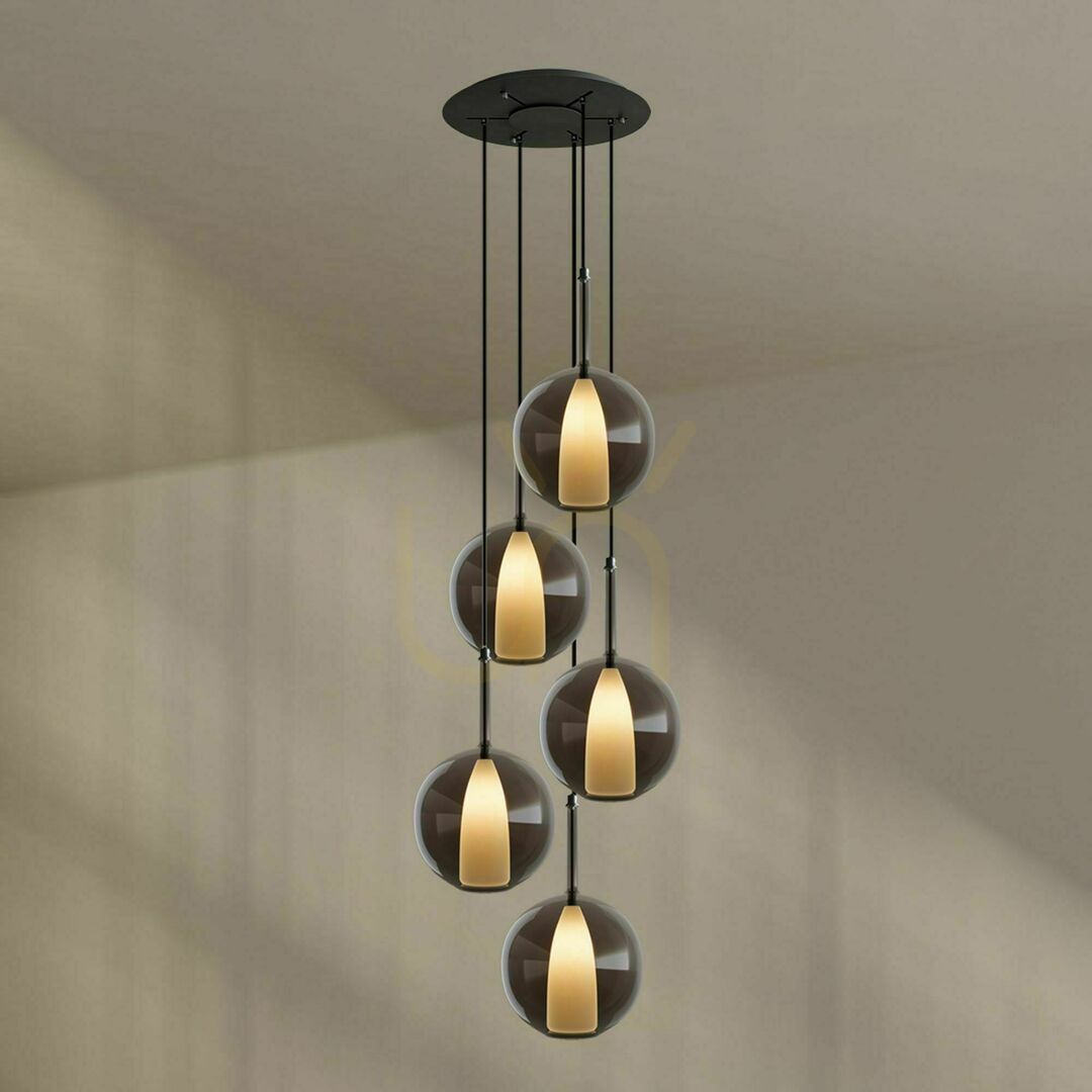 Displej Lustre s.luce Belluna 5-žiarový priehľadný sklenený 24 cm stropný kryt Lustre s.luce Belluna 5-žiarový priehľadný sklenený 24 cm stropný kryt