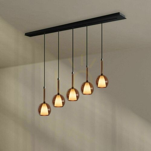 Skontrolujte Luster s.luce Belluna 5-žiarový dymové sklo, moderný pre jedáleň