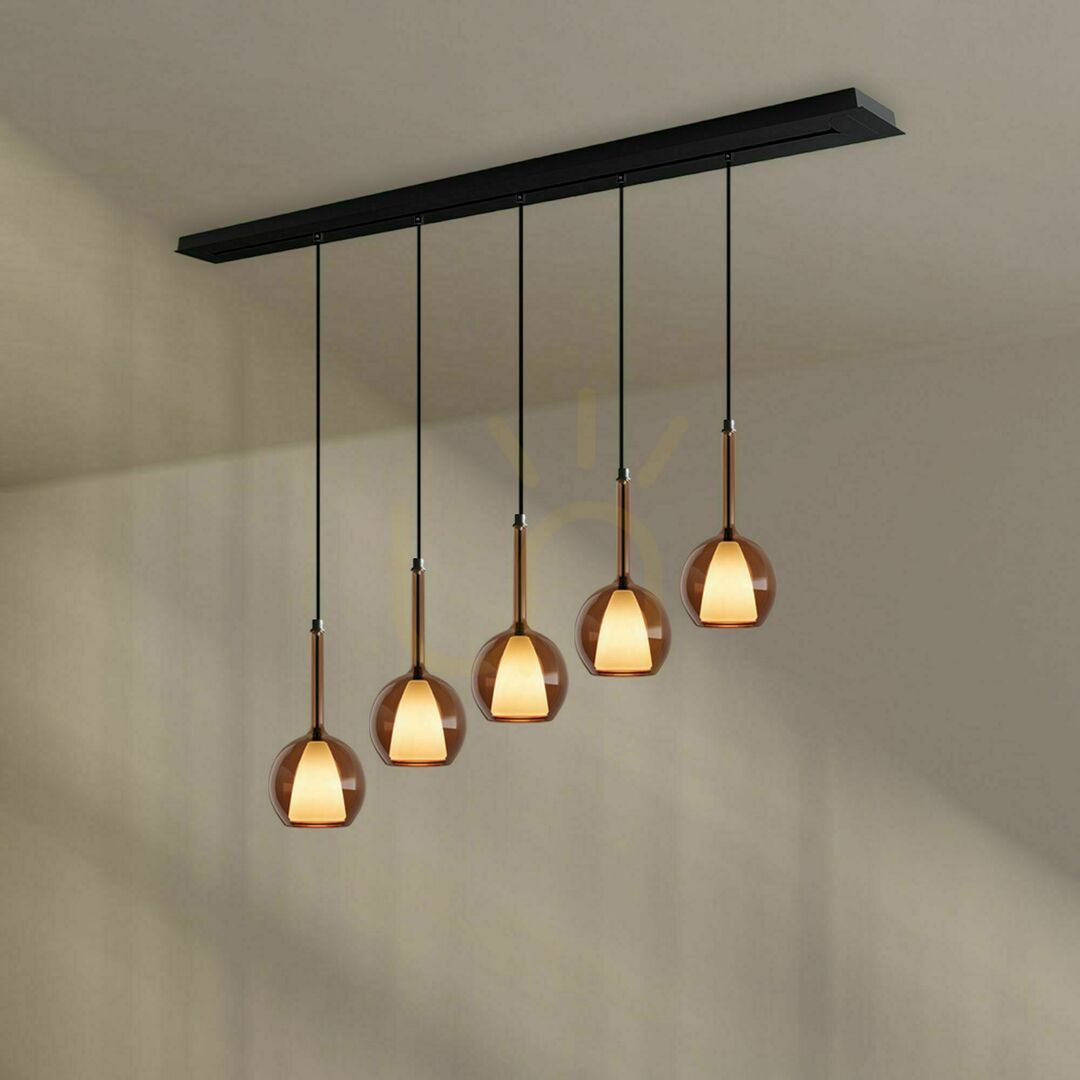 s.luce Belluna 5-Light Glass Pendant Chandelier Transparent Modern Dining Room
