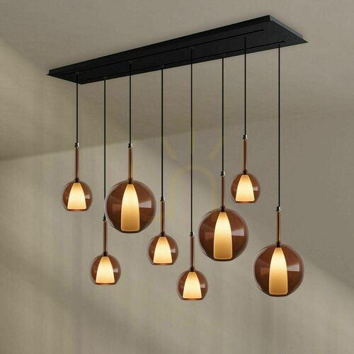 Skontrolujte Závesné svietidlo s.luce Belluna hnedé sklo a kov 8-plameňové E14 160 cm