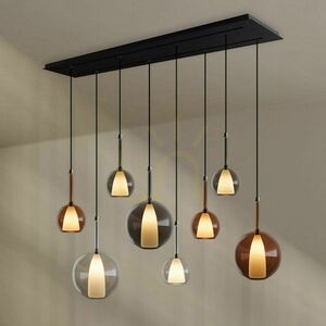Závesné svietidlo s.luce Belluna hnedé sklo a kov 8-plameňové E14 160 cm small 4