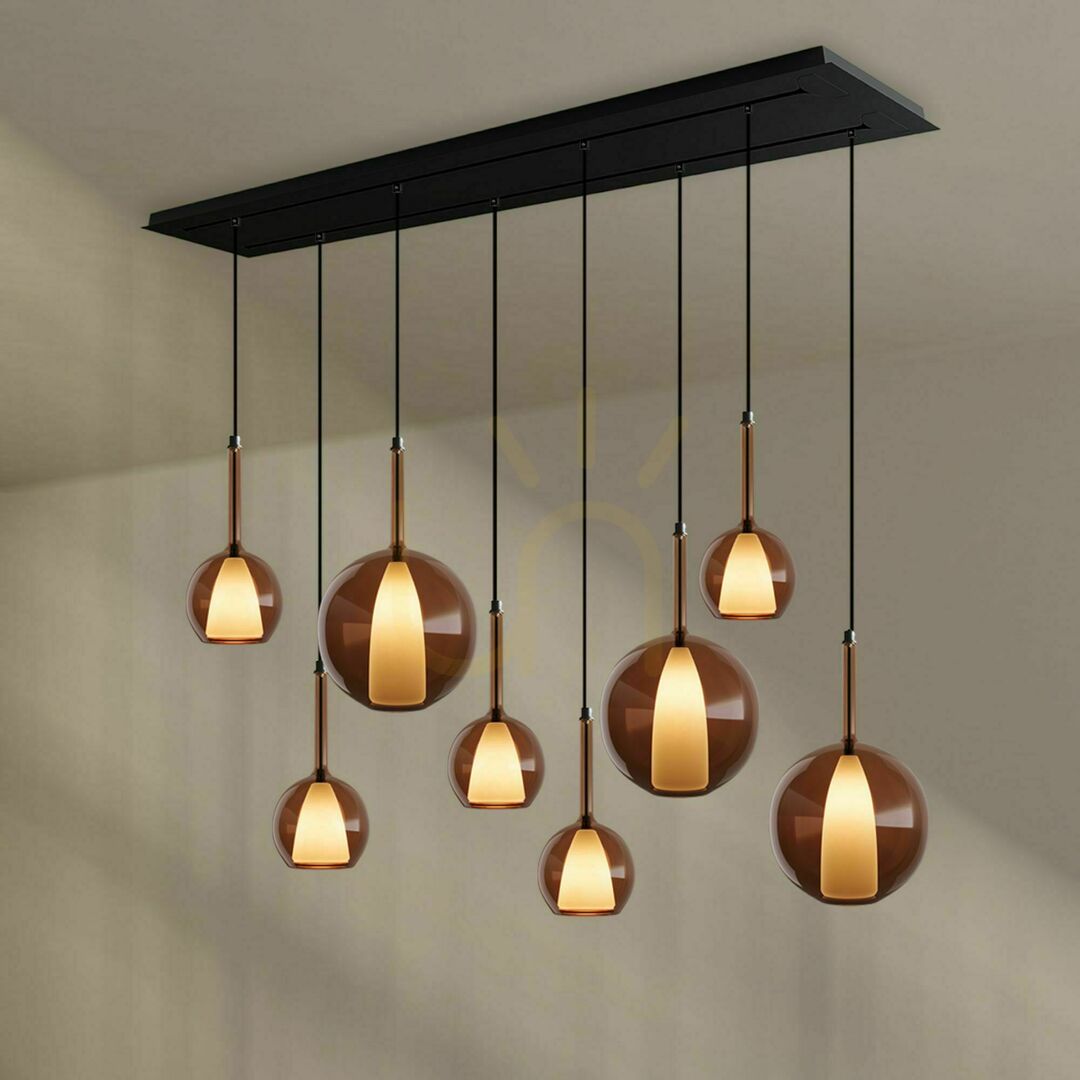 vyhliadka Luster s.luce Belluna dymový sklo kov 8-ramenný 160 cm Luster s.luce Belluna dymový sklo kov 8-ramenný 160 cm