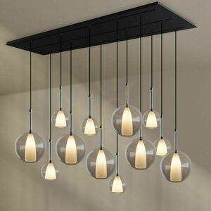 Závesné svietidlo s.luce Belluna, 12 svetelných bodov, dymové sklo Ø 14/24 cm, 200 cm small 2