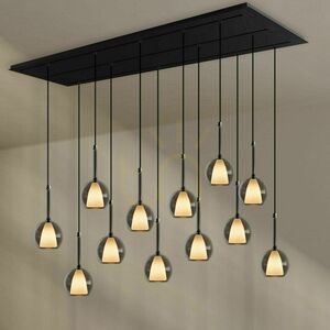 Závesné svietidlo s.luce Belluna, 12 svetiel, dymové sklo Ø14 cm, lišta 200 cm, E14 small 5