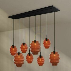 Luster s.luce Echos hnedý sklo kov 8 svetiel E27 oválny 2-radový small 2