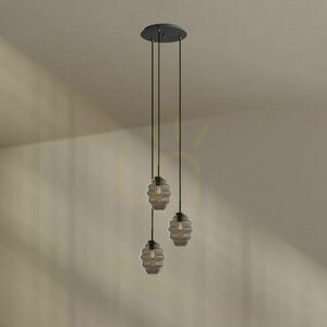 Galériové závesné svietidlo s.luce Echos, 3 svetlá, číre sklo, čierne, Ø 40 cm small 2