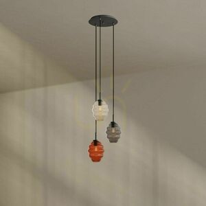 Galériové závesné svietidlo s.luce Echos, 3 svetlá, číre sklo, biele, Ø 40 cm small 4