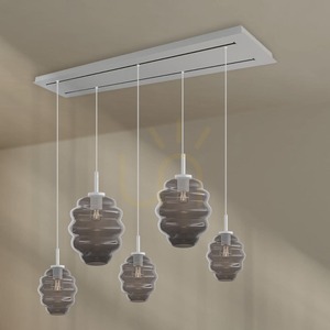 Závesné svietidlo s.luce Echos 190849, 5×E27, 160 cm, dymové sklo, biely kryt, Ø 18/25 cm small 14