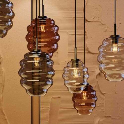 Skontrolujte Luster s.luce Echos 5-plameňový sklenený, transparentný, 160 cm, E27, stmievateľný