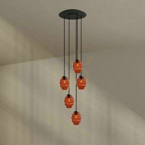 Skontrolujte Luster s.luce Echos 5-ramenný hnedý sklenený kovový Ø 60 cm