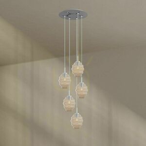 Luster s.luce Echos 5-ramenný biely sklo kov Ø 60 cm E27 dĺžka 500 cm small 8