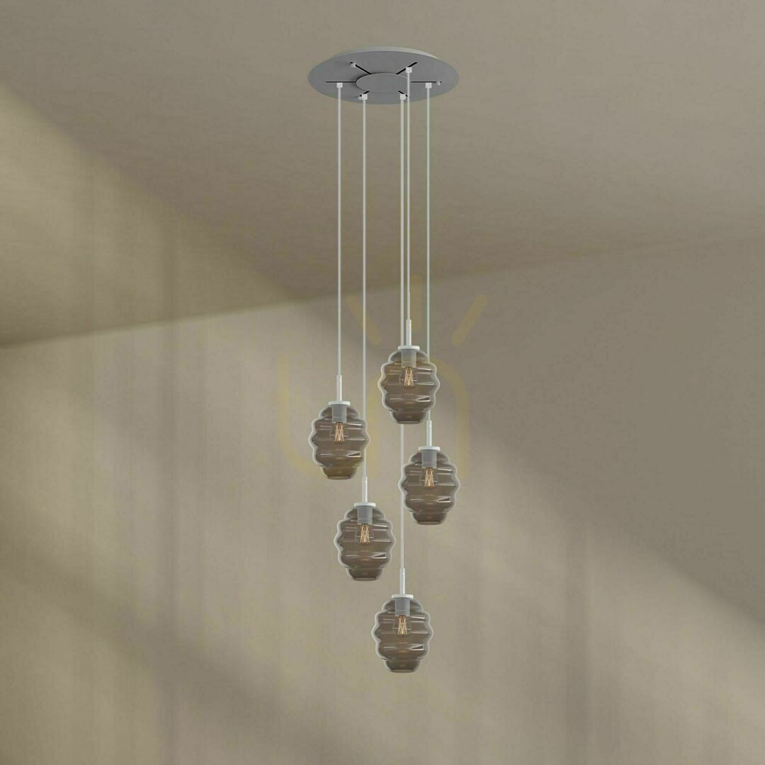 vyhliadka Luster s.luce Echos 5-plameňový hnedý sklo kov Ø 60 cm Luster s.luce Echos 5-plameňový hnedý sklo kov Ø 60 cm