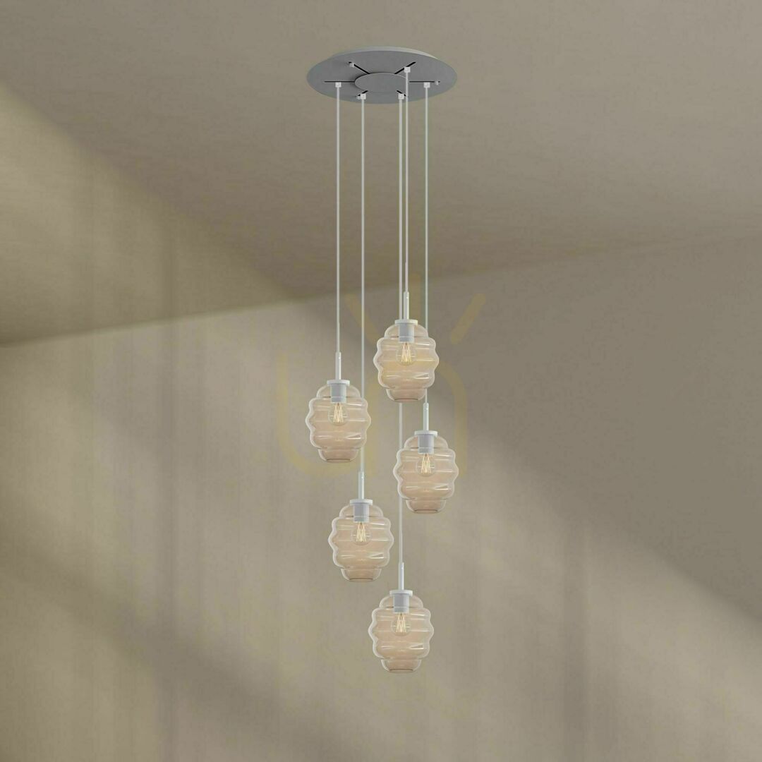 Displej Luster s.luce Echos 5-plameňový hnedý sklo kov Ø 60 cm Luster s.luce Echos 5-plameňový hnedý sklo kov Ø 60 cm
