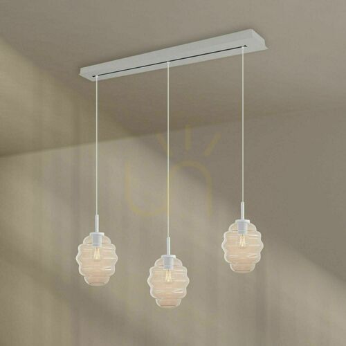 Skontrolujte Závesné svietidlo s.luce Echos, 3-plameňové, číre sklo, biele, 120 cm, Ø 18 cm