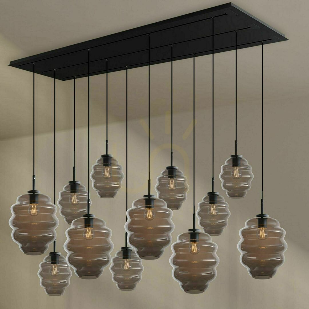 Šou Luster s.luce Echos sklenený 12-plameňový oválny, priehľadný, 200 cm Luster s.luce Echos sklenený 12-plameňový oválny, priehľadný, 200 cm