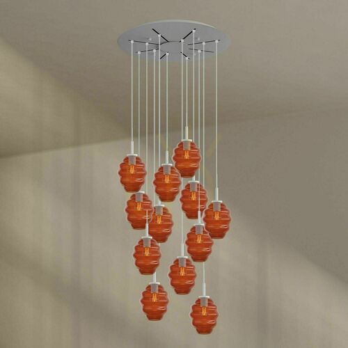 Skontrolujte Luster s.luce Echos 12-ramenný hnedý sklo kov Ø 80 cm E27 40 W, biele zavesenie