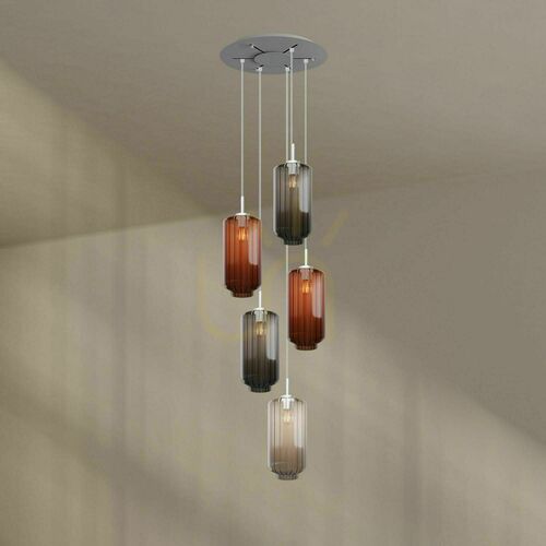 Skontrolujte Luster s.luce Velo 5-ramenný hnedý sklo kov Ø 60 cm E27 grimpt?