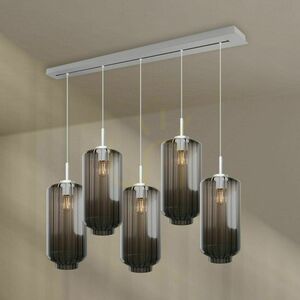 Závesné svietidlo s.luce Velo s 5 svetlami nad stôl, číre sklo, biela lišta 160 cm small 8
