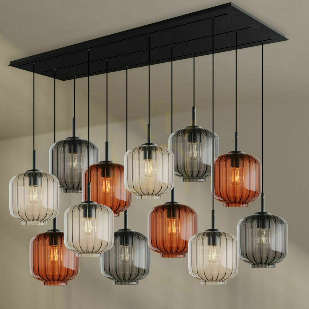 Šou Luster s.luce Velo čierny sklenený 12-ramenný Ø20 cm 3-radový Luster s.luce Velo čierny sklenený 12-ramenný Ø20 cm 3-radový