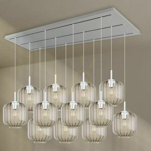 Závesné svietidlo s.luce Velo 12 svetiel 200 cm, dymové sklo Ø20 cm, biely baldachýn small 8