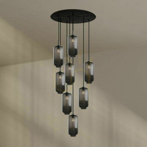 Skontrolujte Luster s.luce Velo 8×E27, dymové sklo Ø18 cm, čierna rozeta Ø80 cm