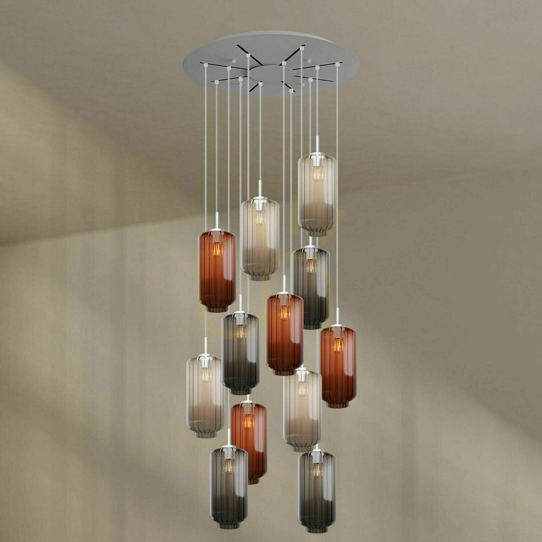Skontrolujte Luster s.luce Velo 12-plameňový hnedý sklo kov Ø 80 cm Luster s.luce Velo 12-plameňový hnedý sklo kov Ø 80 cm