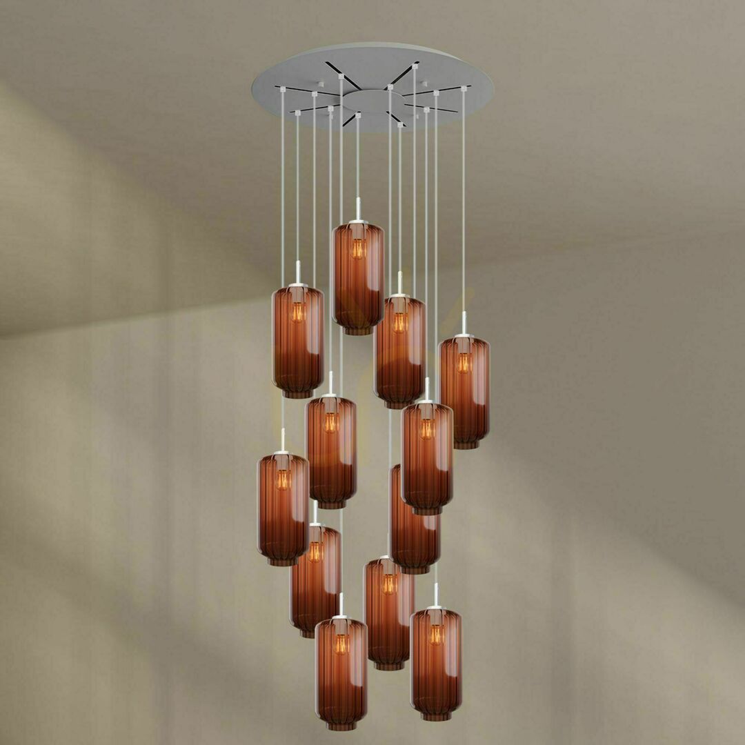 Náhľad Luster s.luce Velo 12-plameňový hnedý sklo kov Ø 80 cm Luster s.luce Velo 12-plameňový hnedý sklo kov Ø 80 cm