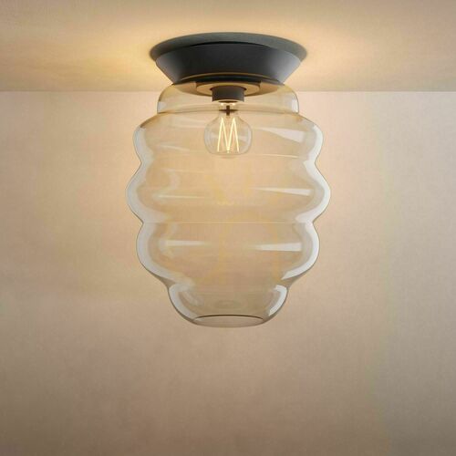 Skontrolujte Stropné svietidlo s.luce Echos z číreho skla, čierne, E27, Ø 25 cm