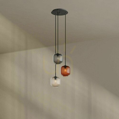 Skontrolujte Luster s.luce Velo 3-plameňový hnedý sklenený moderný Ø40 cm