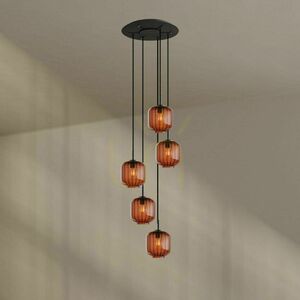 Luster s.luce Velo 5-bodové, hnedé sklo/kov, Ø 60 cm, moderný minimalistický small 1
