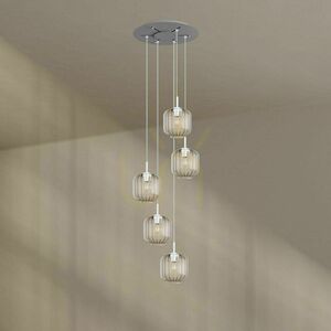 Luster s.luce Velo 5-bodové, hnedé sklo/kov, Ø 60 cm, moderný minimalistický small 10