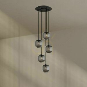 Luster s.luce Velo 5-bodové, hnedé sklo/kov, Ø 60 cm, moderný minimalistický small 4